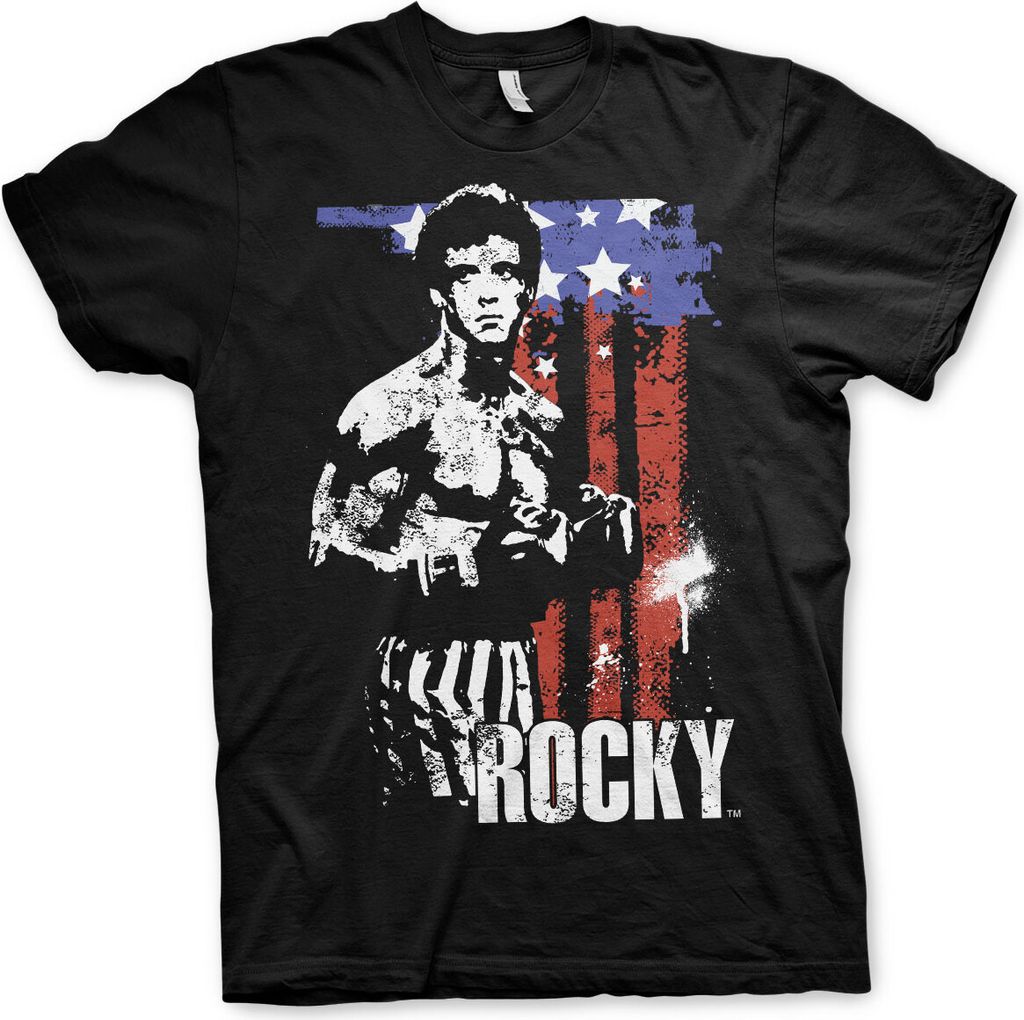 Rocky - American Flag T-Shirt - Large - Black