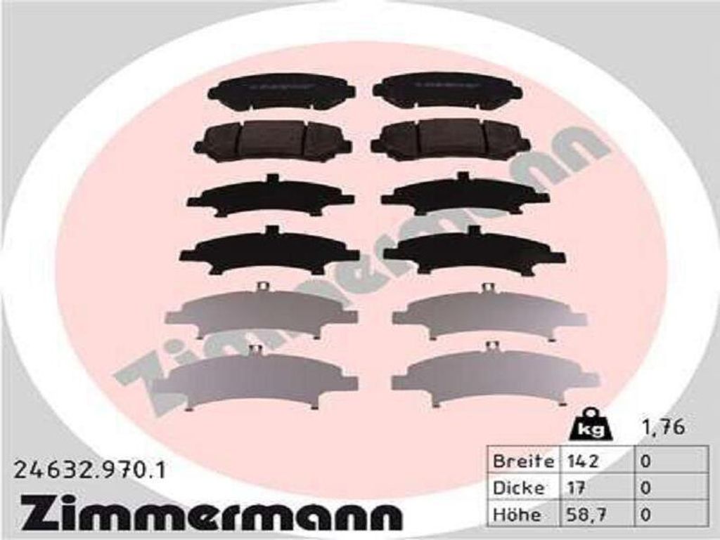 ZIMMERMANN Bremsbeläge Satz Vorne Bremsklötze für NISSAN Qashqai / Qashqai +2 I (J10, NJ10) 24632.970.1