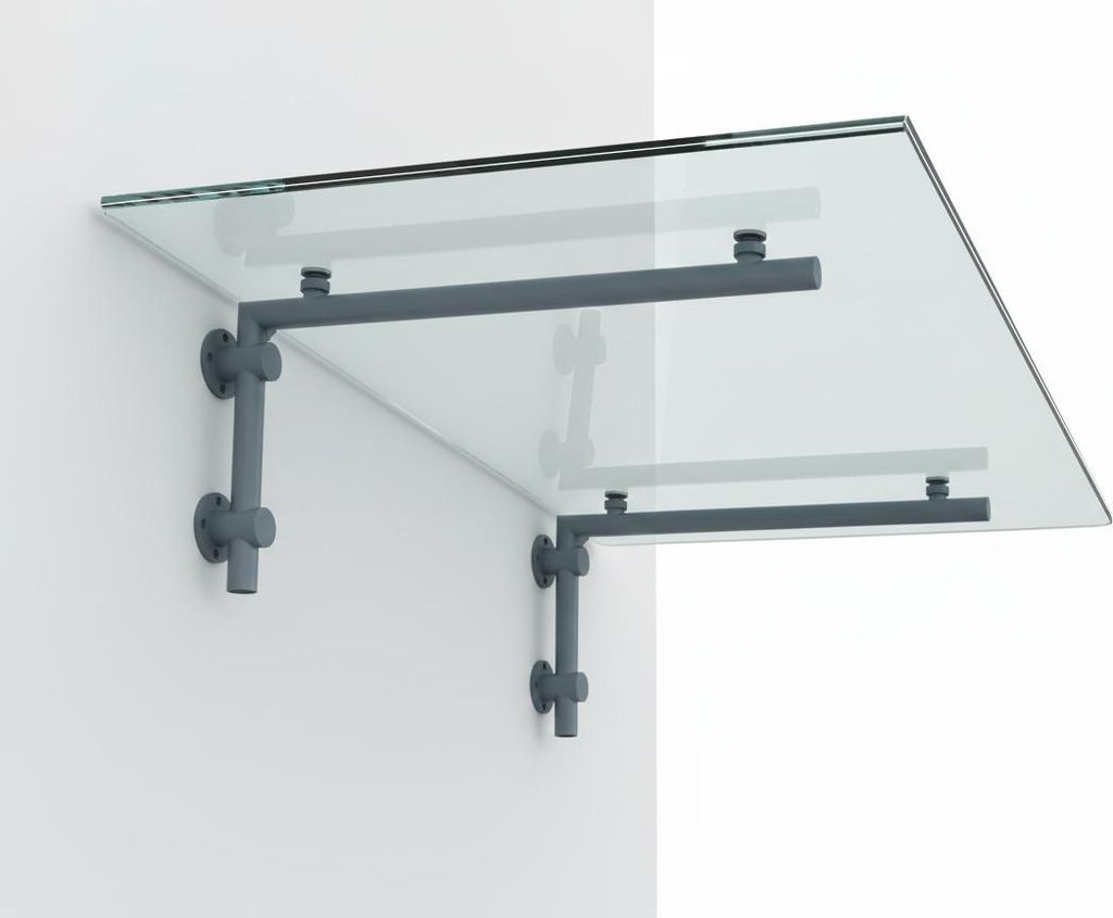 Glaszentrum Hagen 170x90 cm Glasvordach Klar RAL7016-L