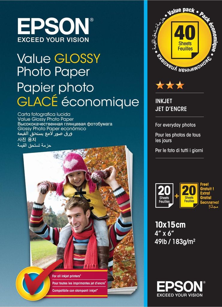 Epson Value Glossy Photo Paper - 10x15cm - 2x 20 Arkuszy, Zdjęcie produktu 