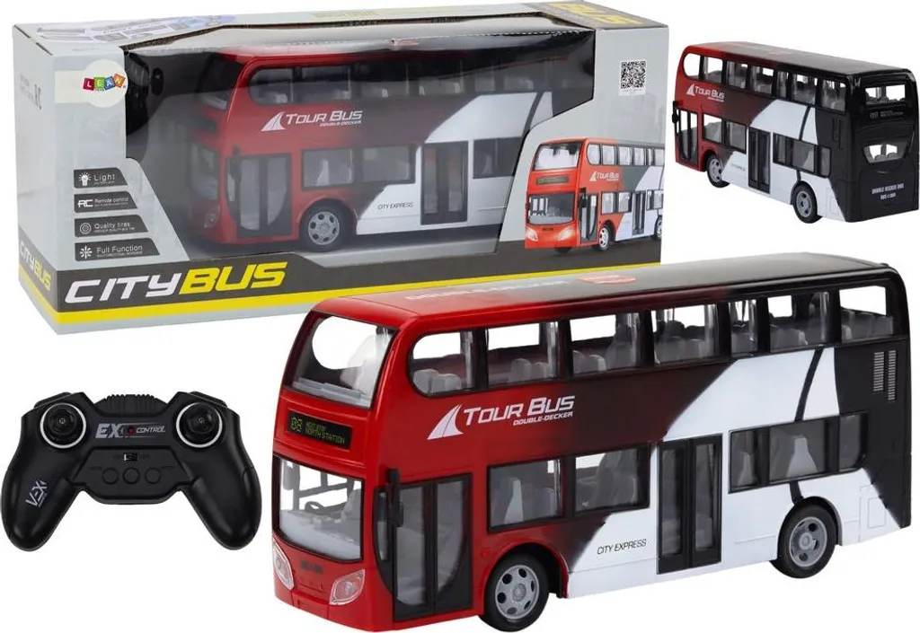 Grand bus télécommandé lumineux à 2 niveaux - Portée 30m et design ABS