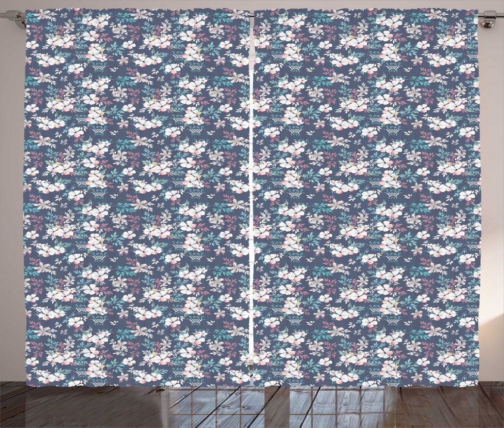 ABAKUHAUS Blumen Rustikaler Gardine, Weiche Töne Ordentlich Blumenkunst, Schlafzimmer Kräuselband Vorhang mit Schlaufen und Haken, 280 x 245 cm, ...