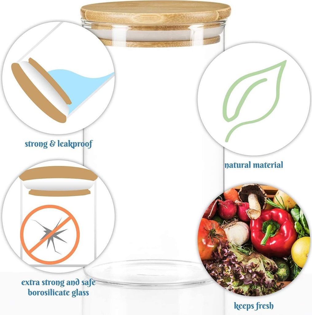 MOOHO Vorratsdosen Glas mit Deckel, Mehrweg-Vorratsgläser Produktbild 7