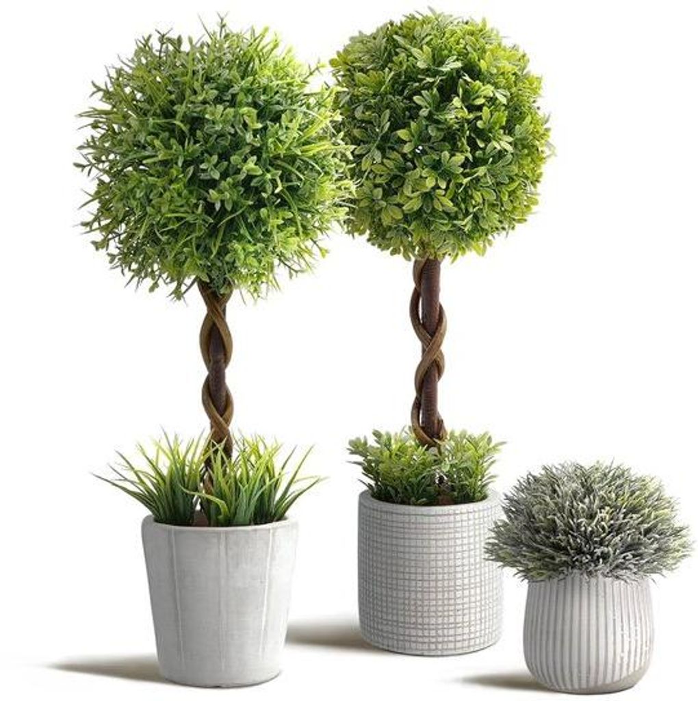 Buxus-Kunstpflanzensatz in Beton-Plastikgefäßen für Zimmerdekoration