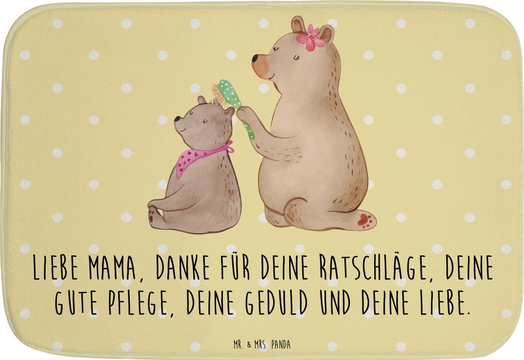 Mr. & Mrs. Panda Badezimmerteppich Bär Kind - Gelb Pastell - Geschenk, Muttertag, fußmatte bad, Mama, Badvorleger, Mutti, Badezimmer Matte, Badte...