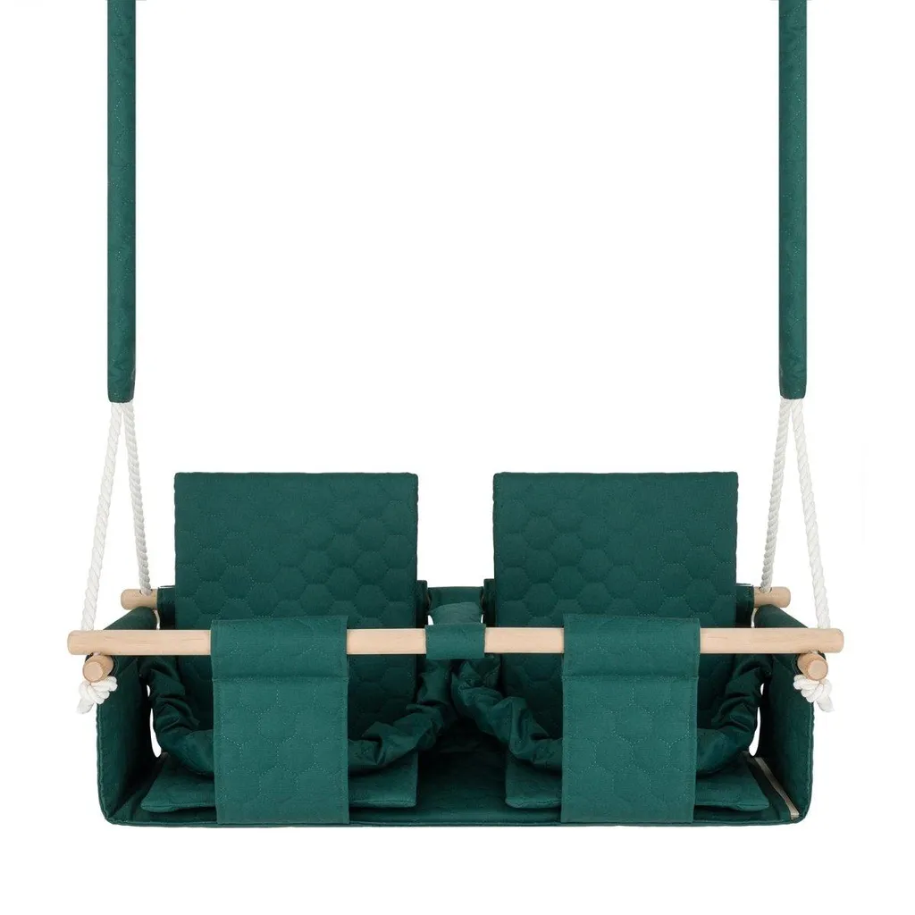 Balançoire double sécurisée pour bébé verte - Solution jumeaux sans choc - 3