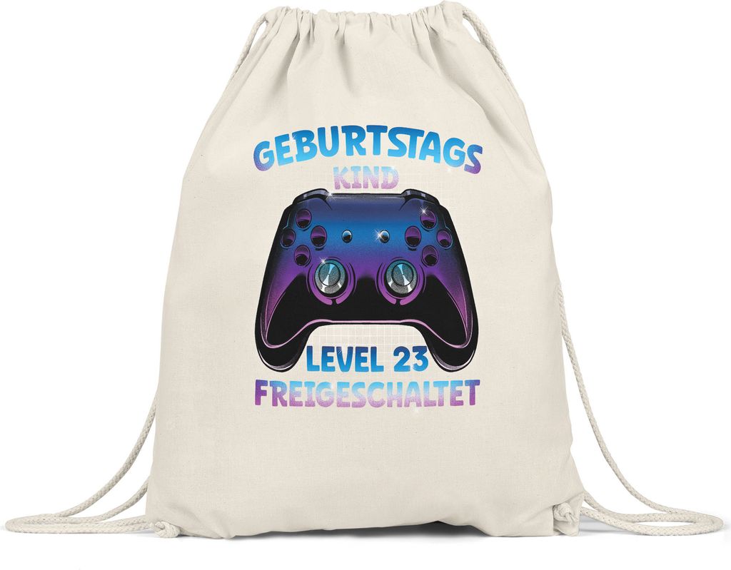 Geburtstagskind Level 23 Freigeschaltet Turnbeutel Gymsack Happy Birthday Geburtstag Alles Gute Controller Konsole Gamer