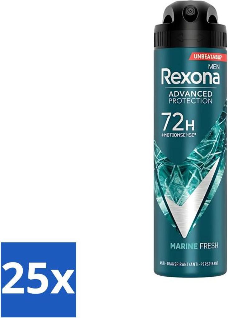 Rexona Men – Deodorant-Spray – Erweiterter Schutz – Marine Fresh – Antitranspirant & Transpirant – 150 ml - Vorteilspack - 25 Stücke