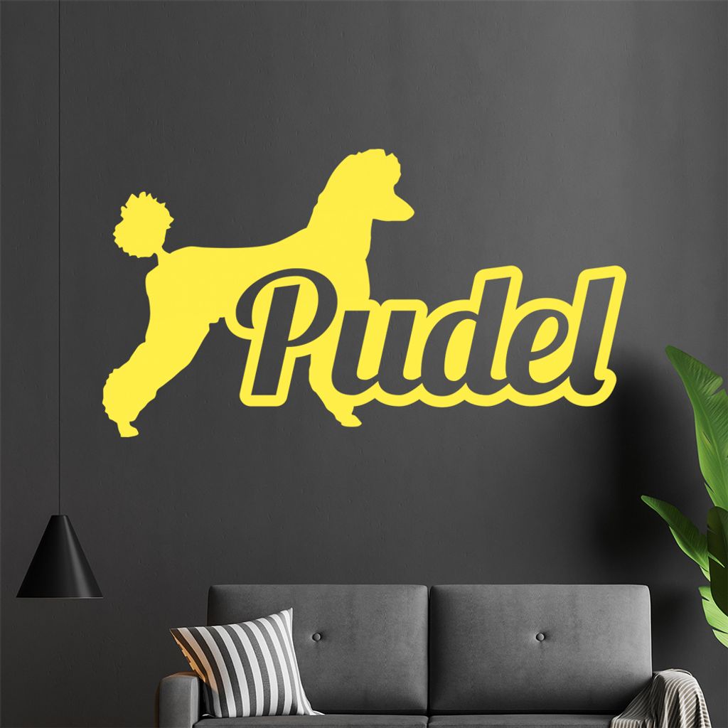 KIWISTAR Pudel mit Name Schrift Silhouette Wandtattoo in 6 Größen - Wandaufkleber Wall Sticker - Dekoration, Küche, Wohnzimmer, Schlafzimmer, Ba...