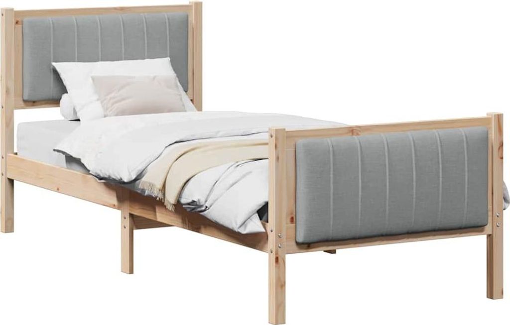 vidaXL Bettgestell Braun und hellgrau 75 x 190 cm Massivholz Kiefer