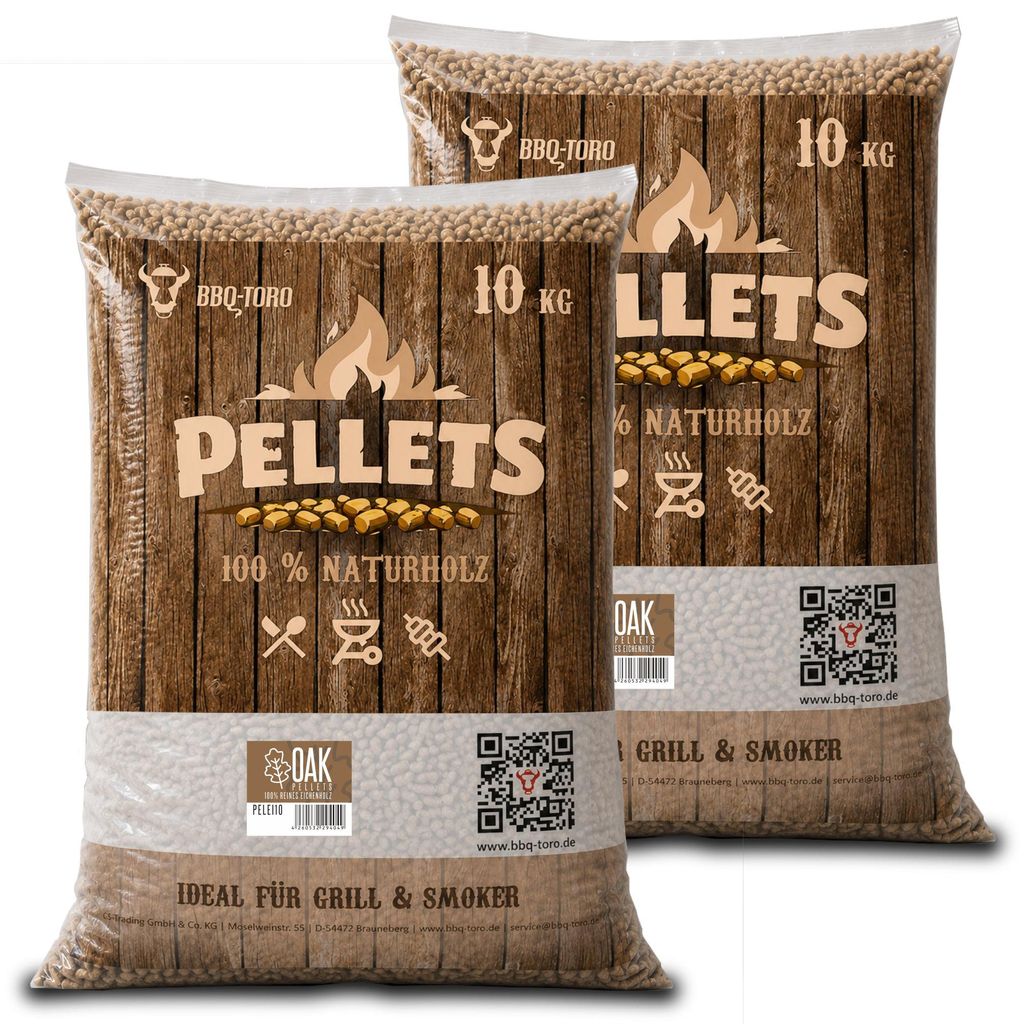 BBQ-Toro Oak Pellets aus 100% Eichenholz für Grill, Smoker und mehr, 20 kg, Hartholz, Smoking