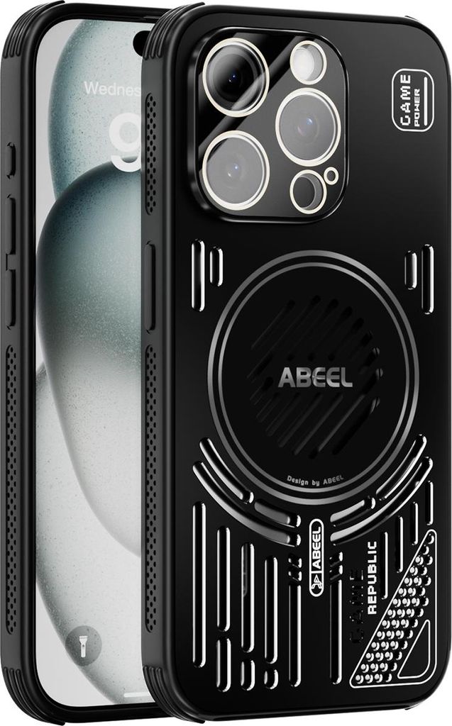 Magnetische Hülle für iPhone 14 Pro mit Linsenabdeckung, Aluminium Stoßfestes Schutzhülle mit Wärmeableitung Schwarz