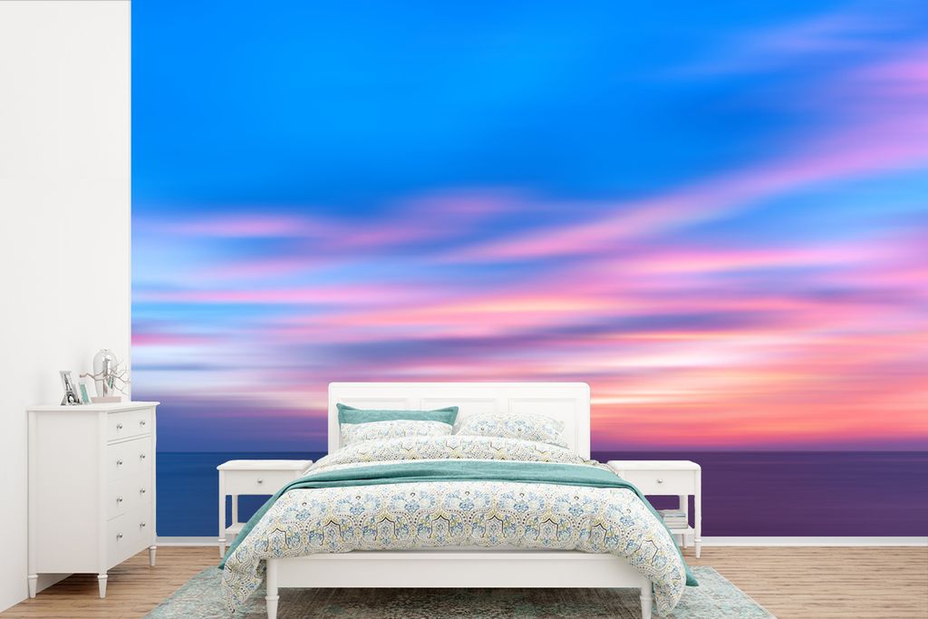 MuchoWow Fototapete für Wohnzimmer oder Schlafzimmer Wandtapete Vinyl Motivtapete Himmel - Farben - Pastell - 390x260 cm - Papiertapete