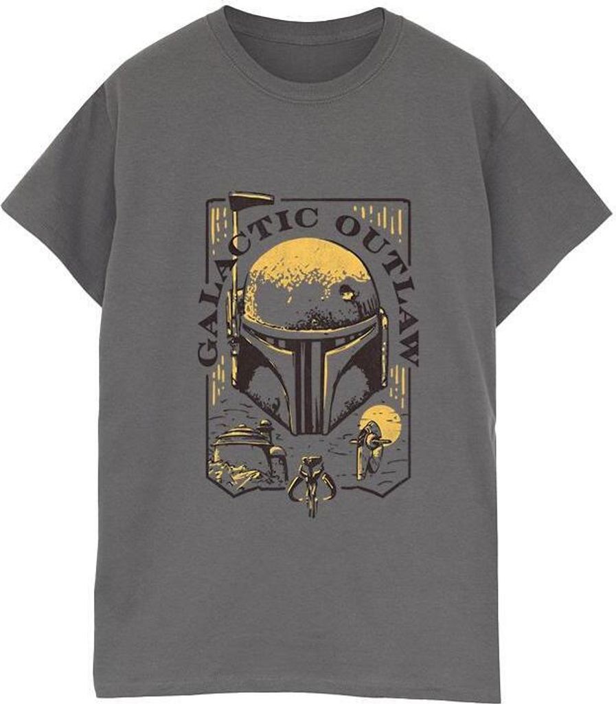 Star Wars: The Book Of Boba Fett - "Galactic Outlaw" T-Shirt für Herren BI51818 (S) (Holzkohle)