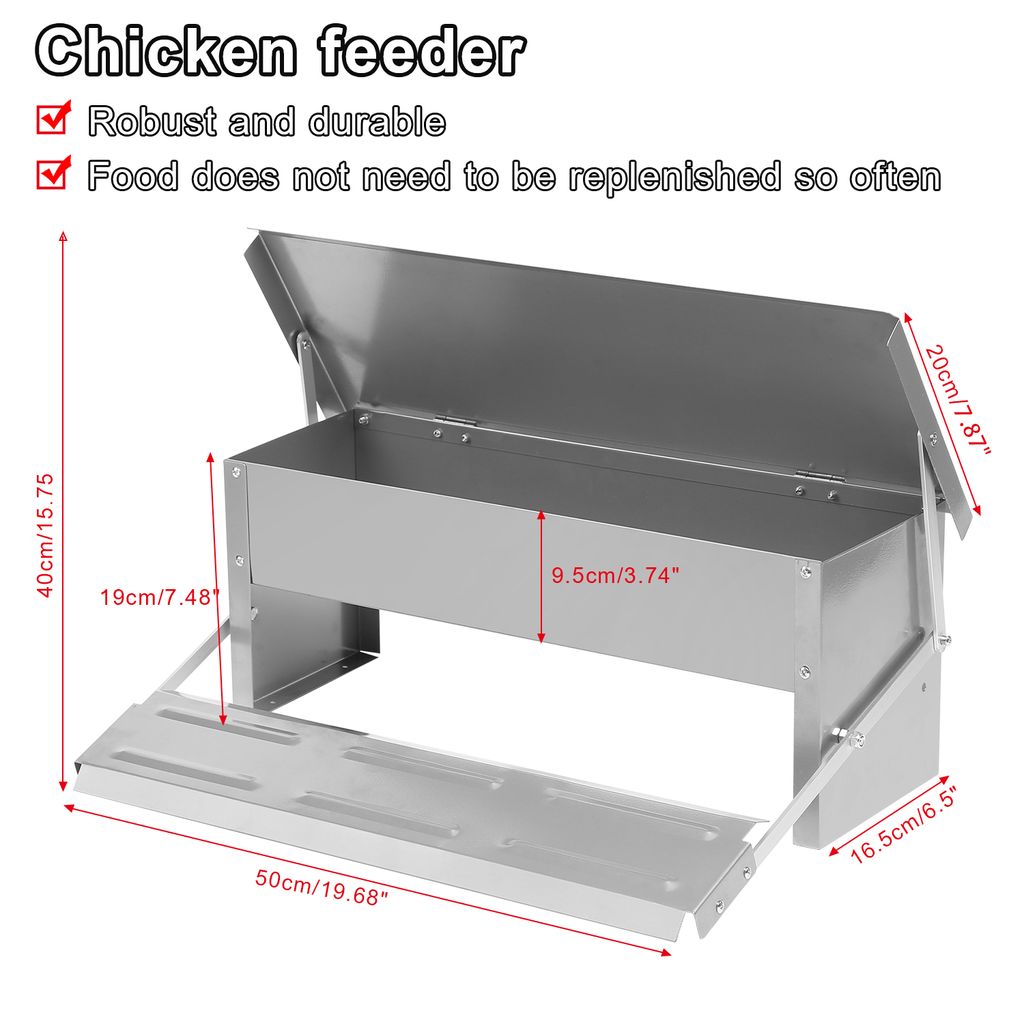 MUALROUS Hühnerfutterspender 3Kg Edelstahl - Automatisch & Wetterfest