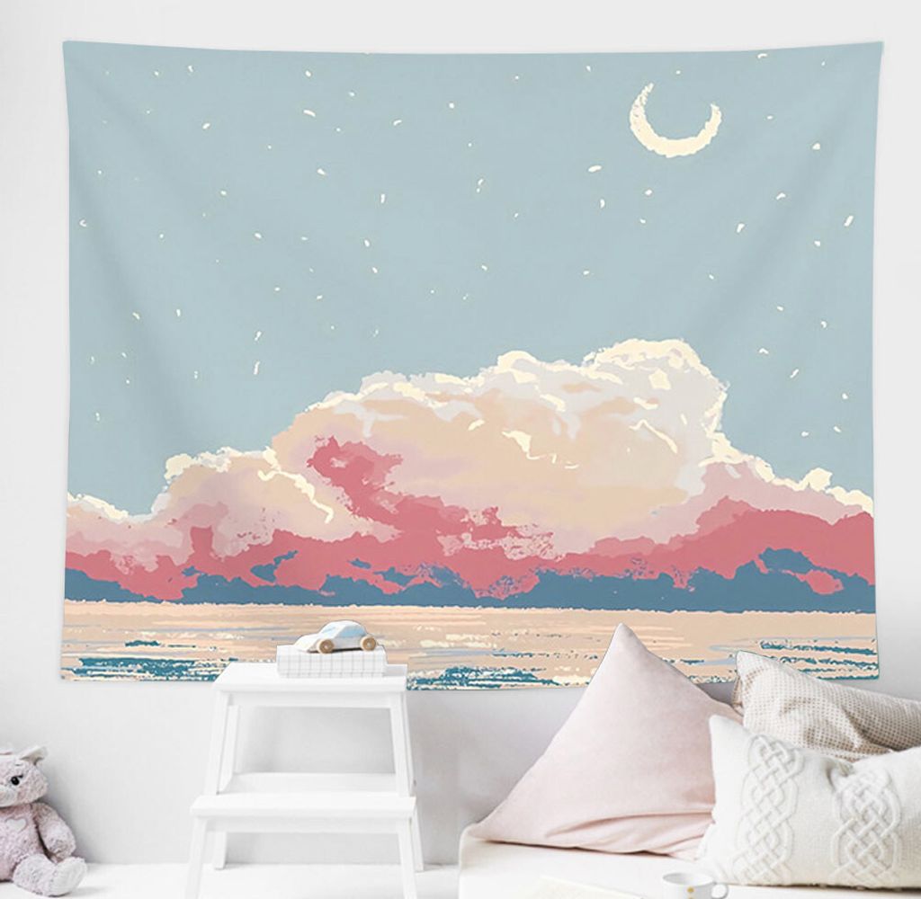 Tapisserie Mit Natürlicher Aussicht, Wandbehang, Wandbehang, Wandbehang, Flora, Himmel, ästhetische Schlafzimmerdekoration, Botanische Wandteppic...