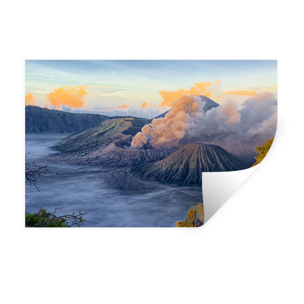 MuchoWow Wandtattoo Wandsticker Wandaufkleber Nebel in Indonesien 60x40 cm Selbstklebend und Repositionierbar - Wierderverwendbar - Selbstklebend