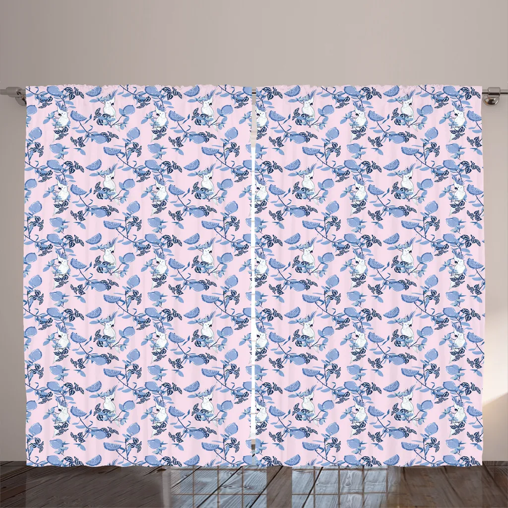 Rideau Rustique en Microfibre Rose et Motifs Animaux avec Crochets inclus