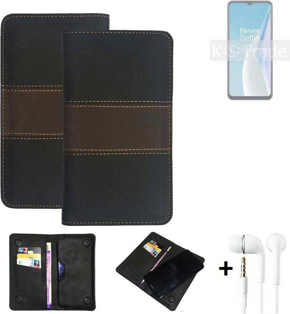 K-S-Trade Handyhülle + Kopfhörer kompatibel mit OnePlus Nord N20 SE Schutzhülle Walletcase Bookstyle Tasche Schutz Case Hülle Wallet Cover