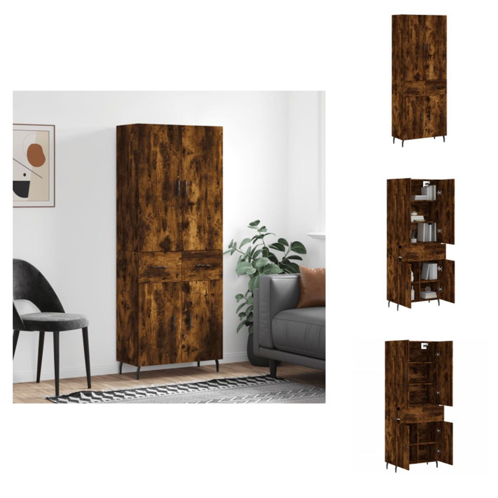 vidaXL Highboard Räuchereiche 69,5x34x180 cm Holzwerkstoff - Sideboards