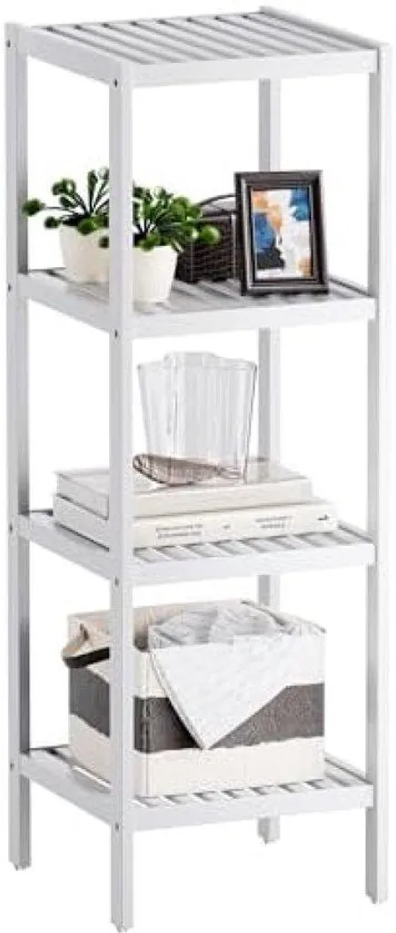 Meuble de rangement en bambou à 4 étagères pour salon et entrée