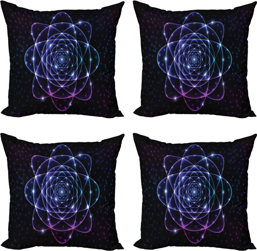 ABAKUHAUS Stern-Mandala Kissenbezug Set (4 Stück), Universe Theme Sterne, Moderner Doppelseitiger Digitaldruck, 40 cm x 40 cm, Mehrfarbig