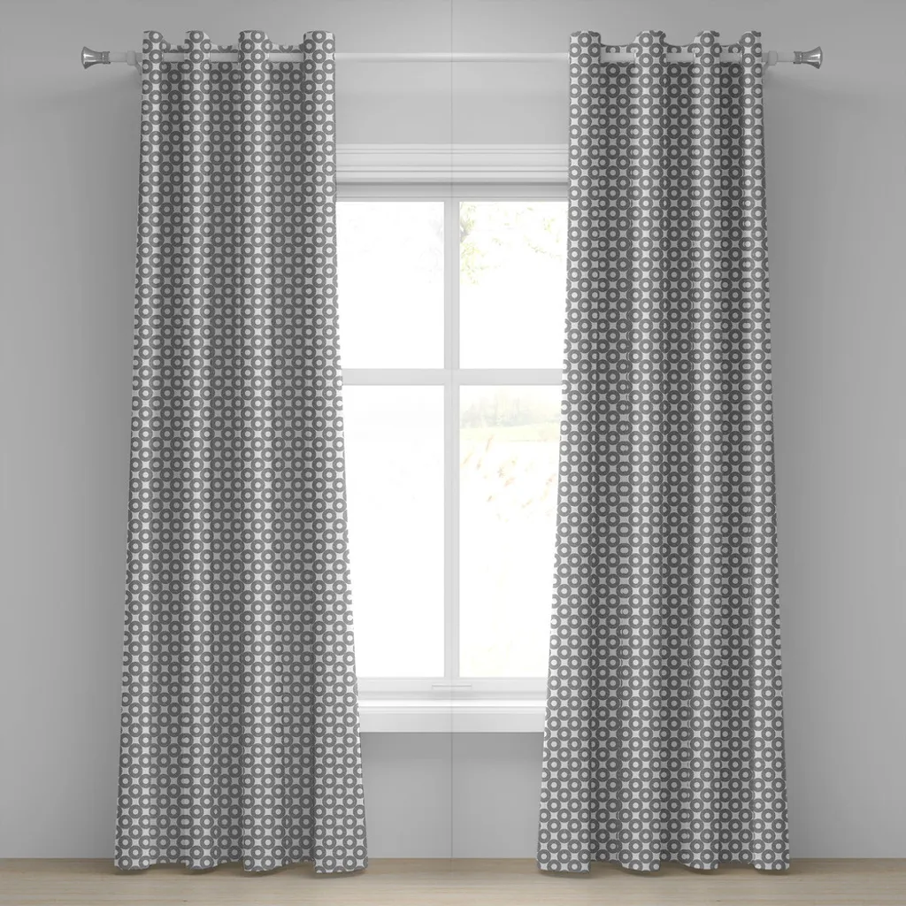 Rideaux décoratifs 2 panneaux motif disques vinyles 280x175 cm Gris