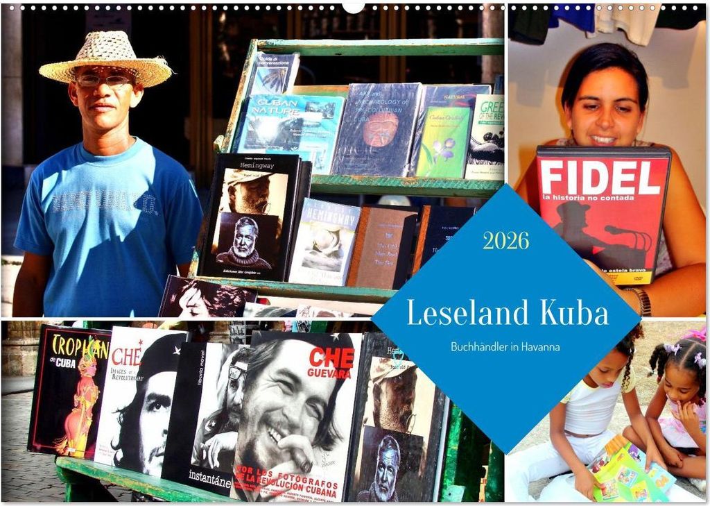 Leseland Kuba - Buchhändler in Havanna (Wandkalender 2026 DIN A2 quer), CALVENDO Monatskalender