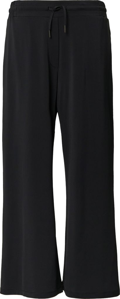 Comma Lässig-elegante Culotte Hose Mid Rise Relaxed Fit Grau/Schwarz Gr. 44 mit Bindegürtel