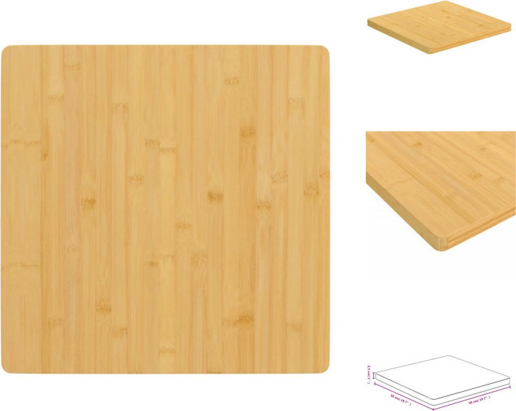 vidaXL Tischplatte 50x50x2,5 cm Bambus - Tischplatten