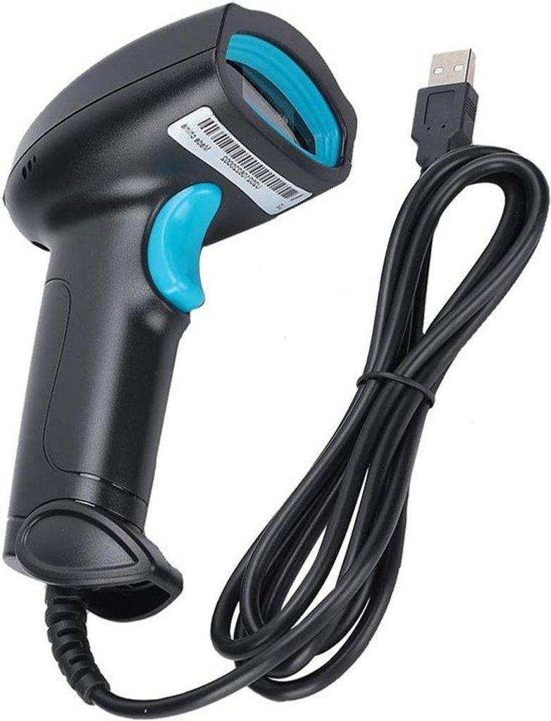 Handheld 360-Grad Kassenscanner USB-Kabelgebunden, Sturzfest für Lagerort-Identifikation, Supermarkt-Lager, Depot (Schiefergrau und Türkis)