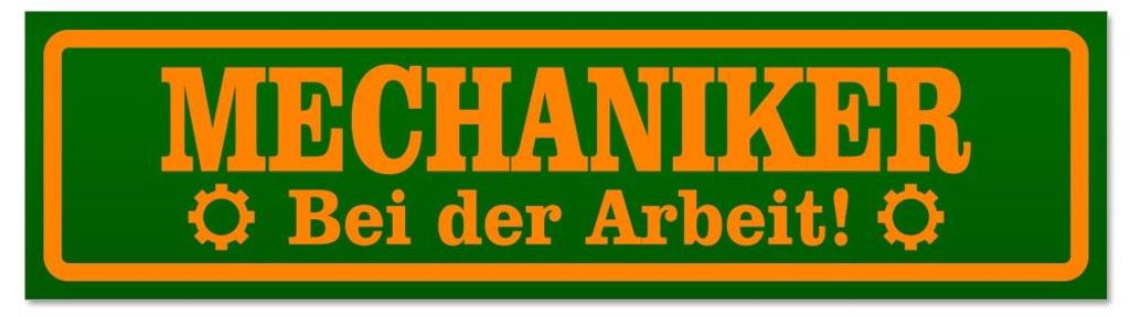 Kiwistar - Autoaufkleber - Orange - Grün - 45 x 12 cm - Mechaniker bei der Arbeit - Hinweis Aufkleber Sticker für Auto, Kfz, Fahrrad, PKW, LKW