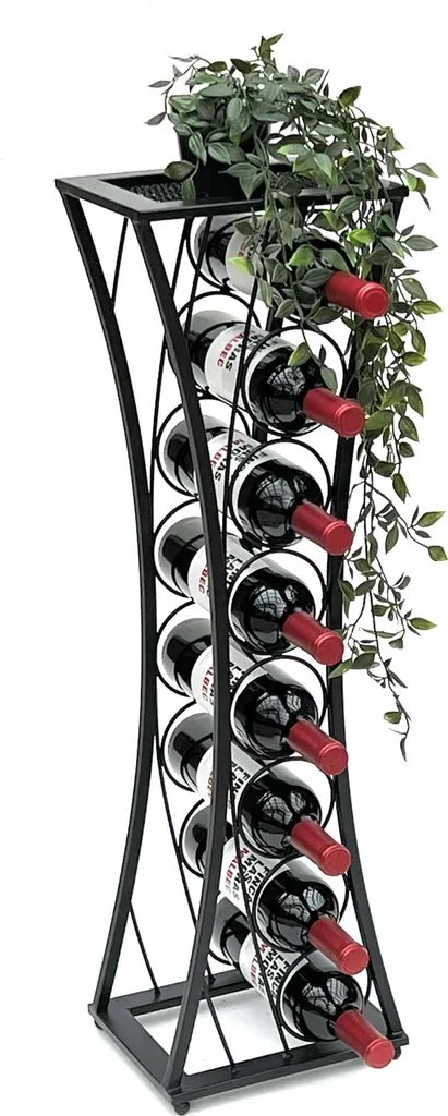 Porte-bouteilles de Salon Mika 80 cm Casier à Vin Décoratif Métal Noir