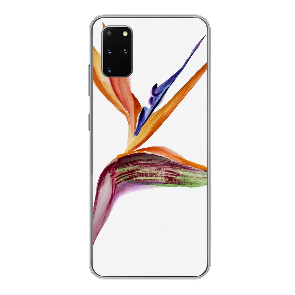 MuchoWow Handyhülle Schutzhülle Hülle für Samsung Galaxy S20 Plus Strelitzia - Aquarell - Blumen Silikon Softcase Handy Hülle - Hartschale