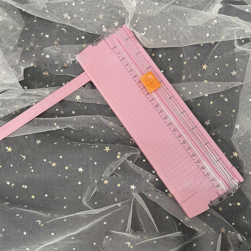 Papierschneider, klein, Mini, zusammenklappbar, klare Skala, Grate, Schneiden, Scrapbook-Trimmer Kohlenstoffstahl, Rosa