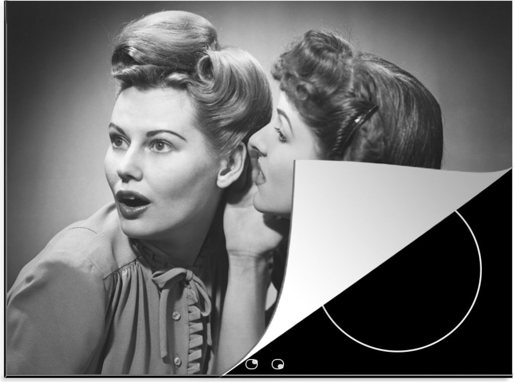 KitchenYeah Herdabdeckplatte Tratschende Frauen , 71x52cm, Küche Deko, Glaskeramikfeld Herdabdeckung, Abdeckplatte fùr Kochfeld