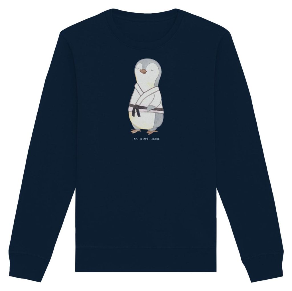 Mr. & Mrs. Panda Baumwoll Pullover Pinguin Karate Größe XS - French Navy - Geschenk, Kampfsportart, Selbstverteidigung, Pulli, Verein, Sweatshirt...