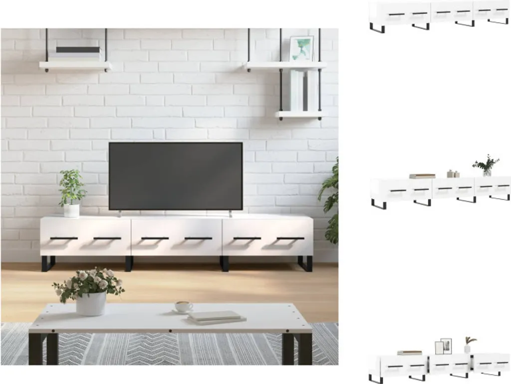 vidaXL Mobile TV Bianco Lucido 150x36x30 cm | Legno per Soggiorno