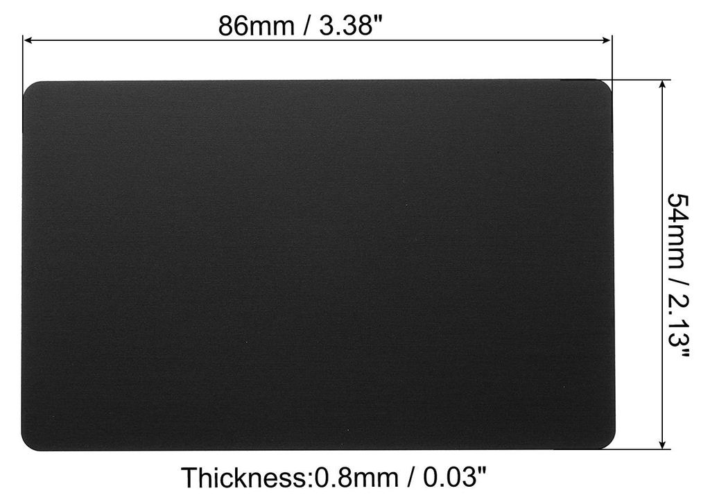 10 Paket 0.8mm Metall Visitenkarte Leere Lasergravur Eloxierte fš¹r DIY Schwarz