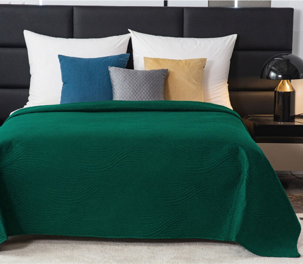 Tagesdecke Bettüberwurf Allzweckdecke 200x220 cm Überwurf Sofa XXL Bettdecke Grün boho dunkelgrün flaschengrün