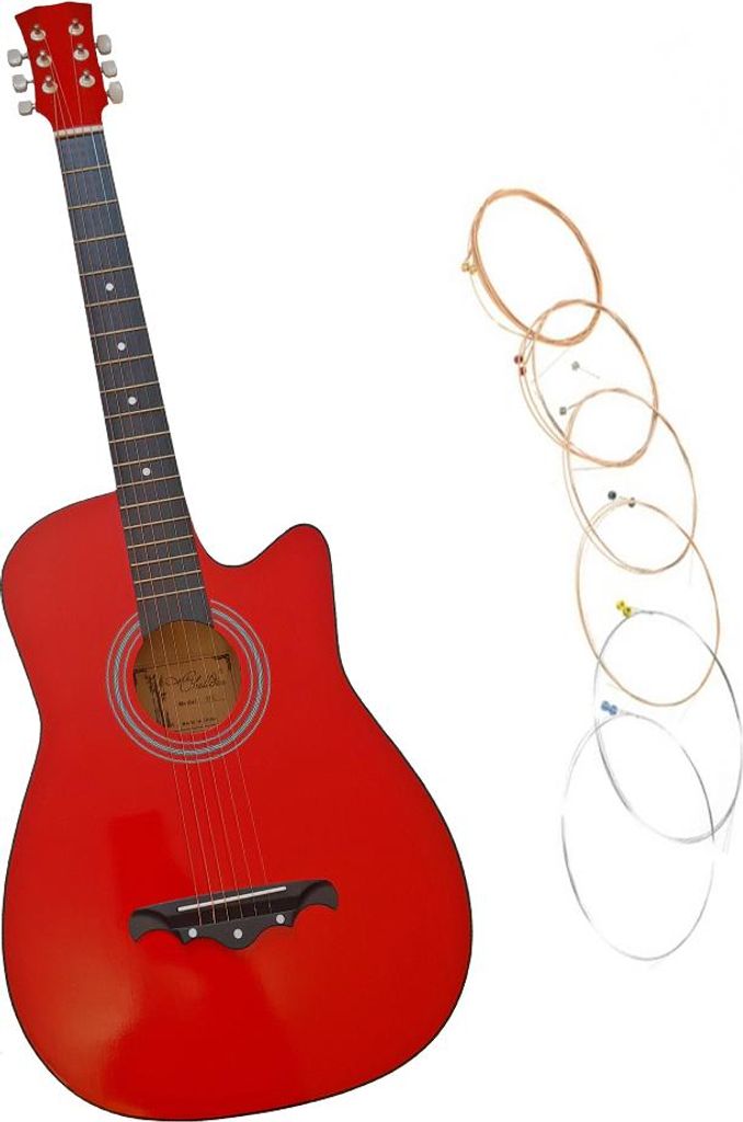 DEPOX Holz-Konzertgitarre, Red Raven, 95 cm, Cutaway-Modell, rot, Saiten inklusive