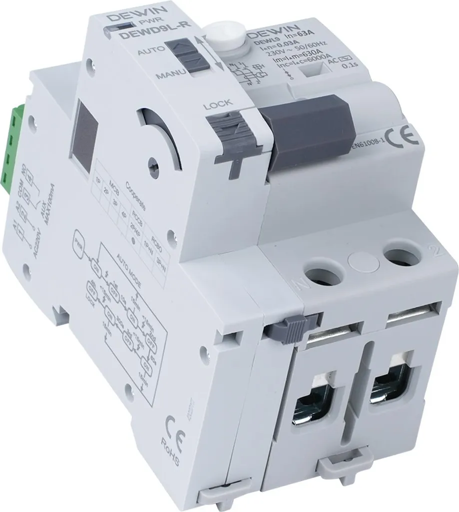 Disjoncteur GRD9L-R à réenclenchement automatique 2 pôles 63A 30mA
