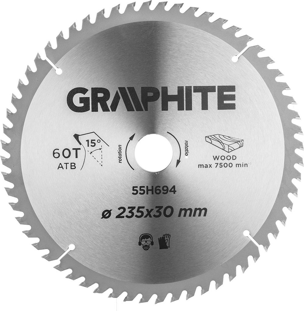 GRAPHITE Kreissägeblatt 235x30 mm, 60 Zähne.Widia Produktbild 