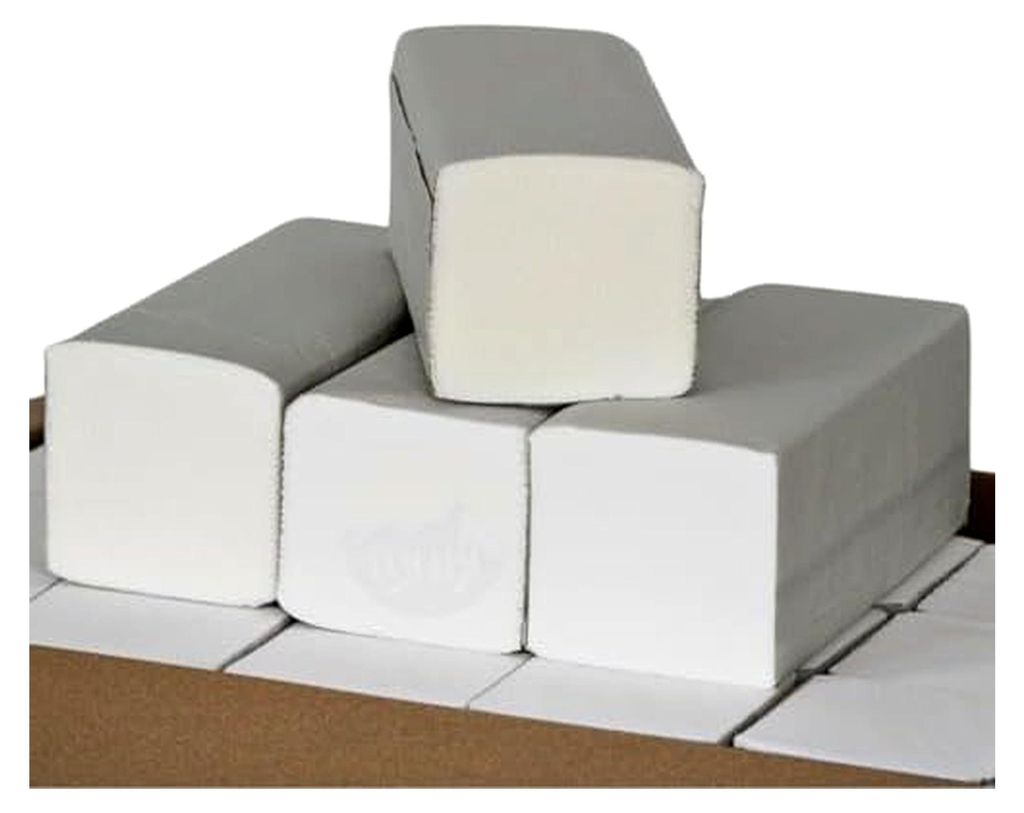 Papierhandtücher für Spender (zellulose tücher) | 2-lagig, 24 x 21 cm | 3.200 Blatt | ZZ/V-Falz geeignet für Handtuchspender in Toiletten, Bür...
