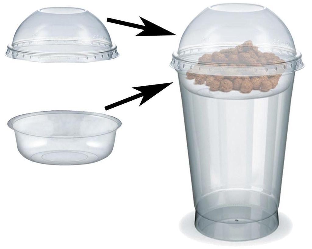 100x Feinkostbecher für Salat Müsli Joghurt mit Einsatz + Produktbild 