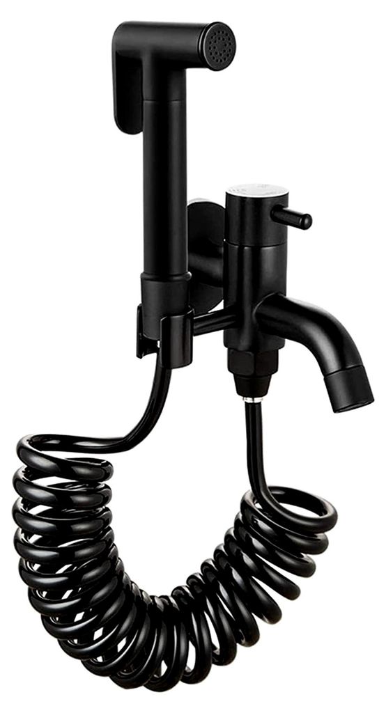 Toiletten- und Badezimmer-Handbrause, Messing-Handbrause for Toilette, Schwarz, Baby-Stoffwindel-Sprayer, tragbar, Wasserhahn mit Schlauch for Dame...