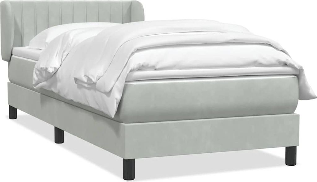 Boxspringbett mit Matratze Hellgrau 80x220 cm Samt