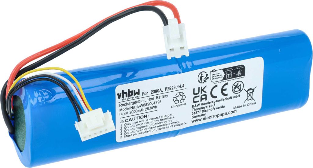 vhbw Akku Ersatz für Bissel FOKZS900001R, P2923, P2923.14.4, 1627654, EAG101700JK8 für Home Cleaner Heimroboter Blau (2000 mAh, 14,4 V, Li-Ion)