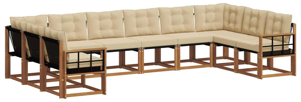 vidaXL Outdoor-Sofagarnitur mit Kissen 10 pcs Natur und Beige