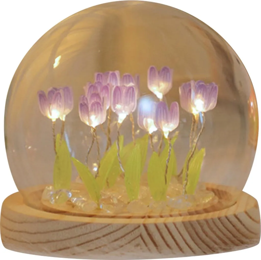 Veilleuse Tulipe LED DIY Lilas : Solution Déco et Loisir sans Branchement